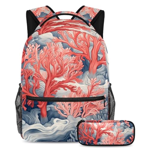 Sac à dos polyvalent 2 pièces Large imprimé coraux de mer profonde esthétiques