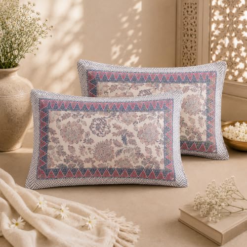 Image of 100% Pure Cotton King Size Double Bedsheet with 2 Pillow Covers | Traditional Mandala Print Cotton Double Bedsheet for King Size Bed (93 x 108 Inches)