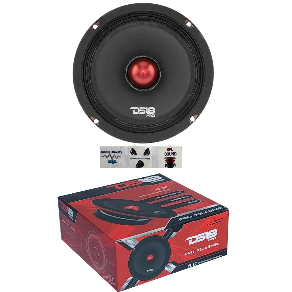 Kit Set for DS18 PRO-X6.4BMSL 1 Mid-Tone Speaker 16.5 cm 165 mm 6.5 Inch Diameter 250 Watt RMS and 500 Watt Max 4 Ohm Sensitivity 95 dB 1 Piece + 3 Free Stickers