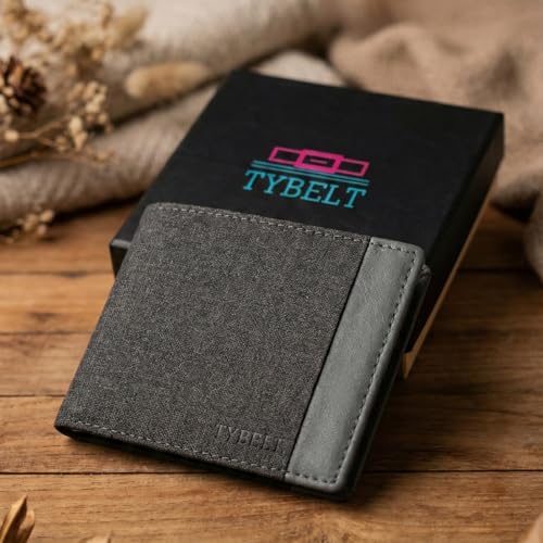 Image of PU Denim Men's Wallet | Premium Dark Grey Bi-Fold with Multiple Card Slots and Coin Pocket
