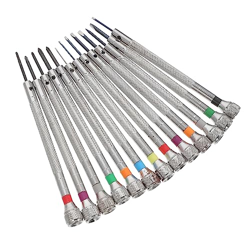 HONITANO 13個 点 手表修理用精密ドライバー 軽量耐久性 非滑りハンドル付き 小型携帯便利 時計修理工具