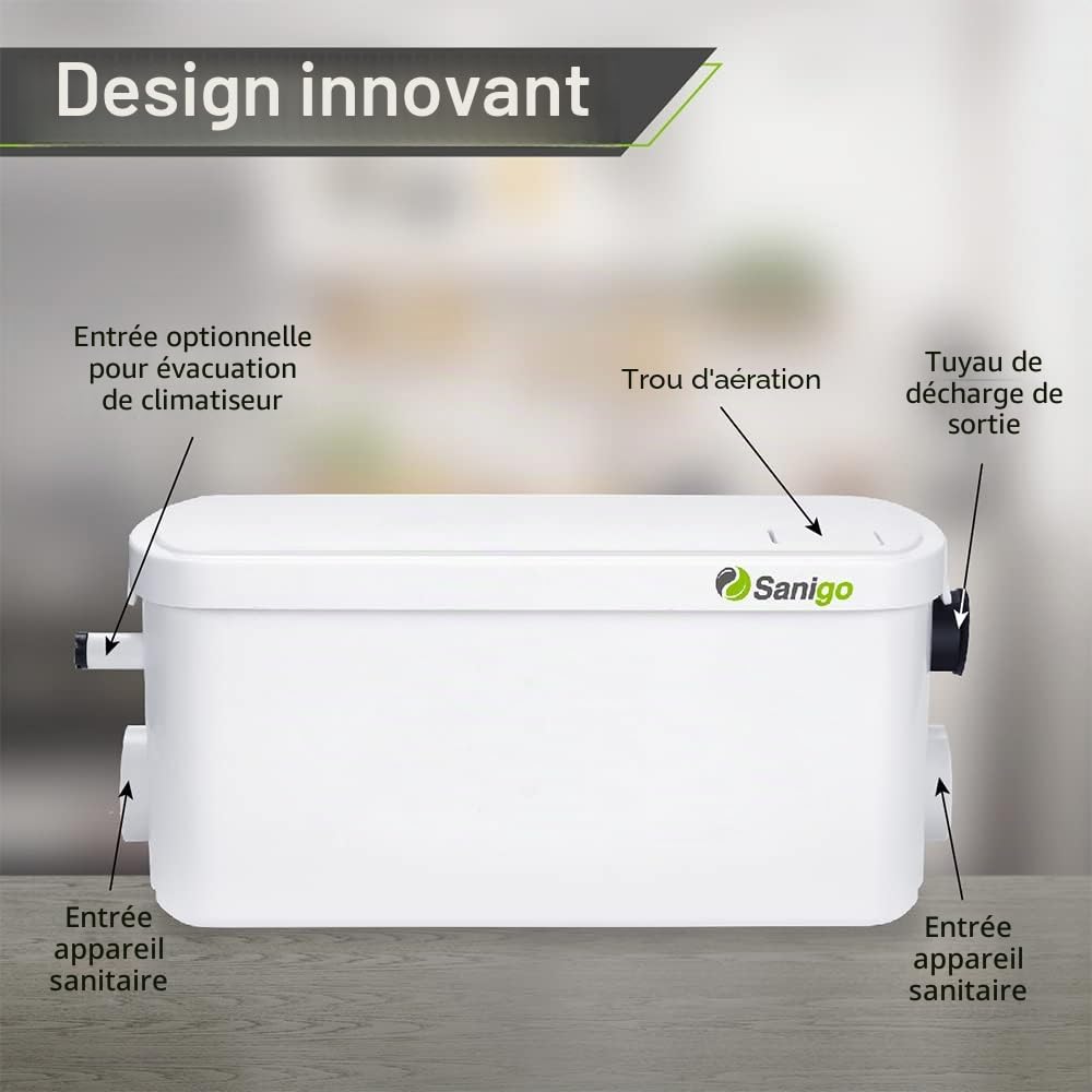 SANI-S250C Broyeur sanitaire Pompe à déchets silencieuse, Pompe de relevage Douche équipée de Deux entrées