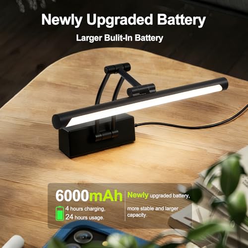 Image of ZitoStory Picture Lights for Wall Battery Operated, (Black, 16in) Rechargeable Art Light for Painting,Modern wall Lights for Pictures,Dimmable Gallery Artwork Lights for Pictures On Wall