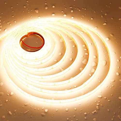JOYLIT 135LM/W High Efficiency LED Strip Warm White 3000K, UL Premium 16.4FT 24V Tape Light 975LM/FT IP65 Waterproof, CRI 92+, 1120 LEDs, 2835SMD Ultra Bright White 120W Dimmable Light Strips