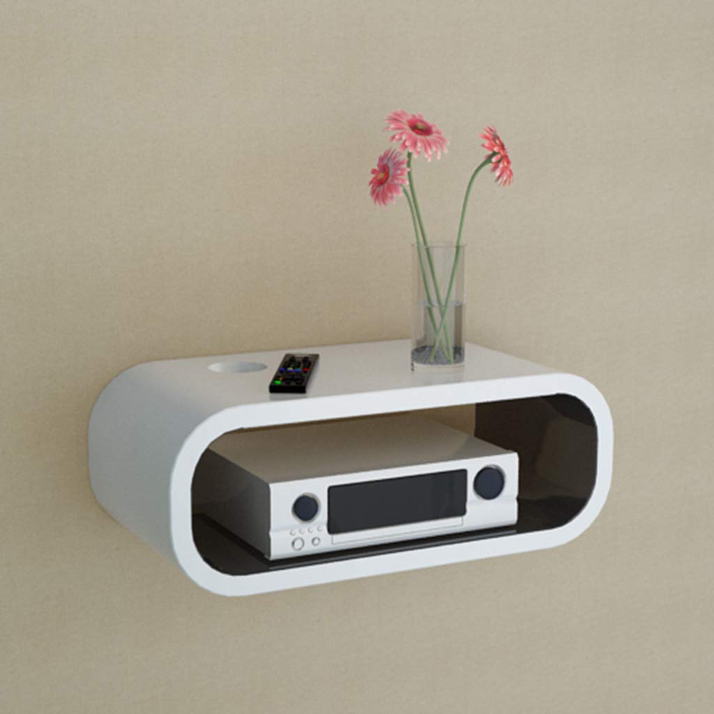 Soporte de pared flotante para enrutador WiFi, caja de TV, altavoz, dispositivo de transmisión, consola de juegos, estante blanco y negro