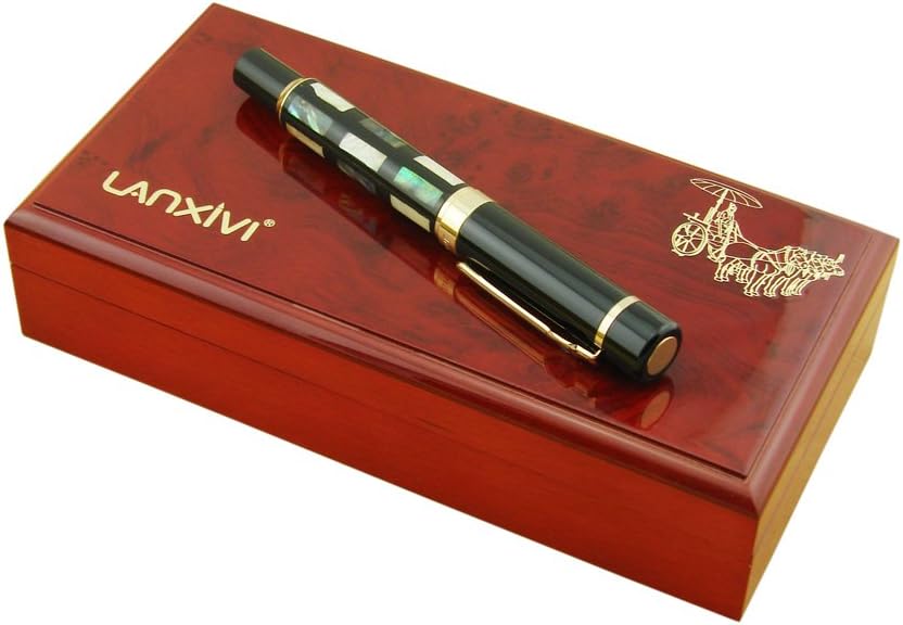 Lanxivi Jinhao 650 Fountain Pen Bright Pearl Sea Shell Embossment Luxury Wooden Gift Box Set