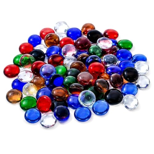 ARSUK Mixed Glass Pebbles 80 pcs 455g 1720 mm Colourful Decorative Stones for Vases Aquarium Gravel Fire Pits Mosaic Crafts Garden Planters Table Scatter & DIY Craft Projects