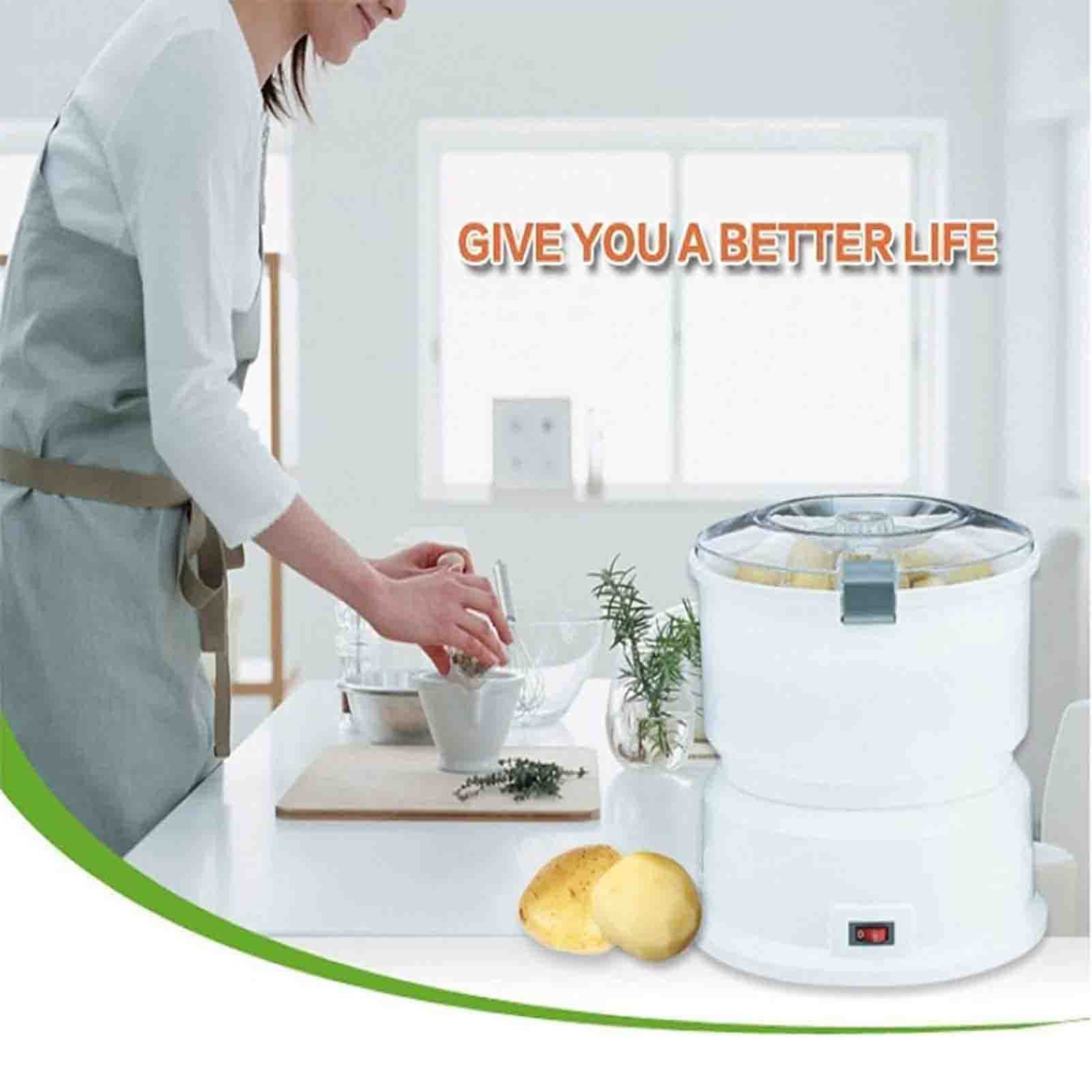 Pelapatate elettrico, azionamento a un solo pulsante, sbucciatore rapido per verdure, per cucina, per insalate commerciali, perfetto strumento per sbucciare le verdure, uso domestico e commerciale