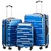 Coolife Luggage Expandable(only 28") Suitcase 3 Piece Set with TSA Lock Spinner 20in24in28in (blue)