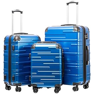Coolife Luggage Expandable(only 28″) Suitcase 3 Piece Set with TSA Lock Spinner 20in24in28in (blue)