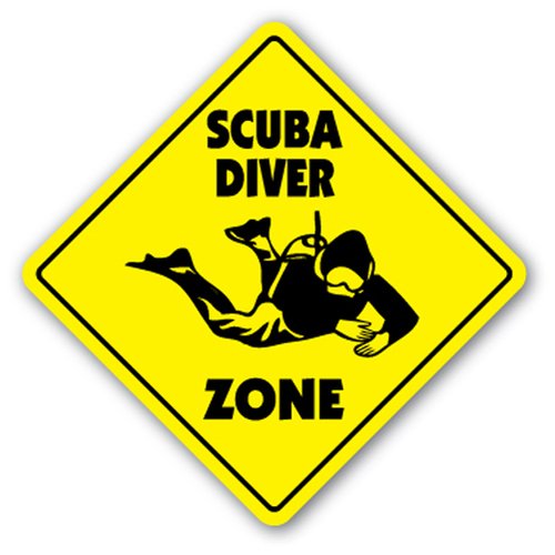 [SignJoker] SCUBA DIVER ZONE Sign xing gift novelty aqualung diving coral reef tropical Wall Plaque Decoration
