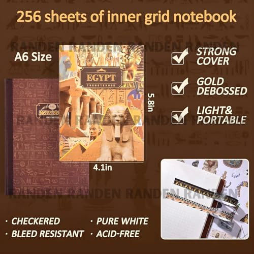 Image of RANDEN Egypt Journaling Kit, 346PCS Vintage Scrapbook & Stationery Set with Aesthetic Stickers, Ephemera Pack and Journal Supplies for Bullet Journals, Planners, Albums & Creative Crafts (Egypt)