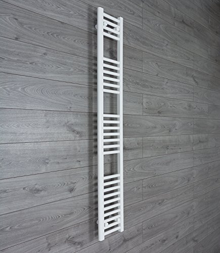 companyblue 250mm wide x 1600mm high Heated Towel Rail Straight Flat White Bathroom Warmer Radiator Rack Central Heating