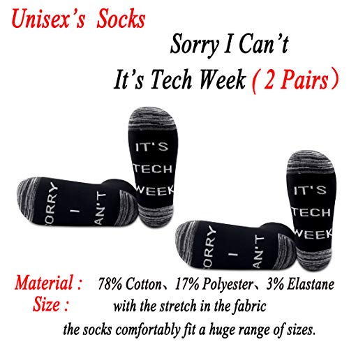 JXGZSO 2 Pairs Theatre Socks - Funny Tech Week Socks, Gifts for Sorry I Can't It's Tech Week Fans2