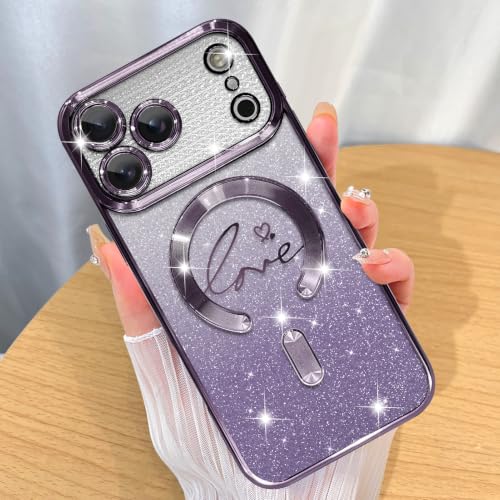 Image of ZIYE Magnetic Case Designed for iPhone 18 Pro Max Max Glitter Case -Purple