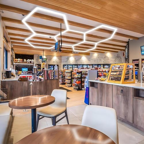 Dettagli auto luci a LED esagonali, 24 pacchetti, 144w 15950ml 6500k nikko, garage seminterrato palestra magazzino con plafoniere luci a nido d ape per soffitto 240cm X 168cm - Illuminazione - Immagine 6