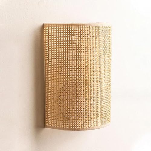 Lámpara De Pared De Bambú En Interior Aplique De Ratán Retro E27 Decoración De Interiores Hecha A Mano Lámpara Vintage De Bambú Para Sala De Estar Dormitorio Comedor Pasillo Escalera Luces De Pared