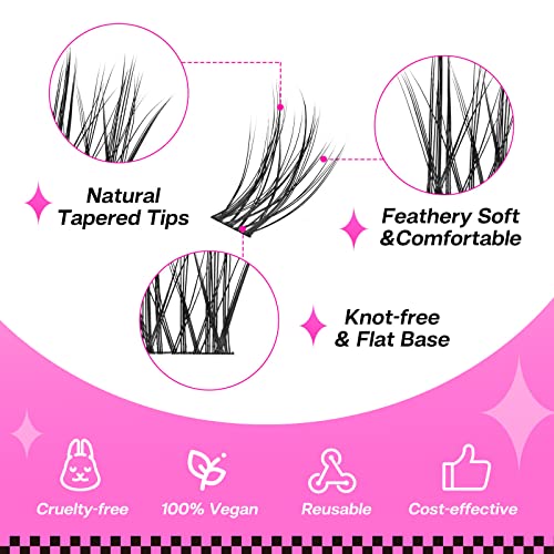 Image of CALAILIS Individual Lashes, DIY Eyelash Extensions, Super Thin Glue-based Band, Natural Look Reusable,11 /13 /13 /15mm, Lasting for 48 Hours Individual DIY Eyelashes(01YS)