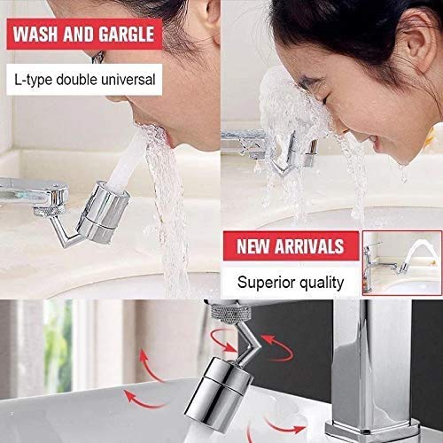 Universal Splash Filter Faucet,720°Rotatable Faucet Sprayer Head with 4-Layer Net Filter,Anti-Splash,Oxygen-Enriched Foam,Leakproof Design with Double O-Ring