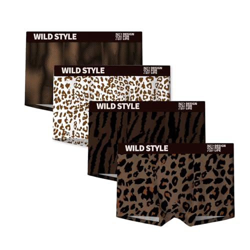 Mens Boxer Briefs Leopard Print Underwear for Men, Breathable Ice Silk Boxers with Pouch, Cute Funny Gifts for Him