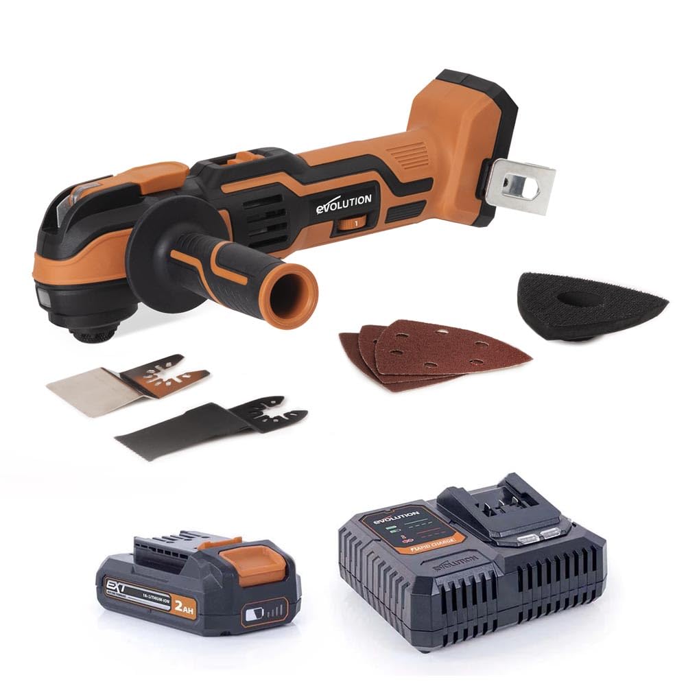 Evolution Power Tools Cordless Oscillating Multi-Tool 18V EXT Li-Ion, includes battery & charger