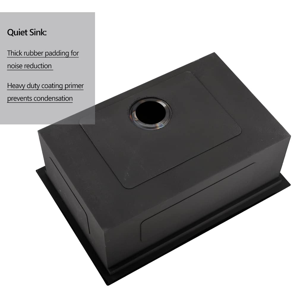 27 Black Undermount Workstation Kitchen Sink, Dorzom 27â€?x19â€? Metallic Matte Black Stainless Steel 18 Gauge 10 Inch Deep Undermount Workstation Single Bowl Kitchen Sink with Accessories