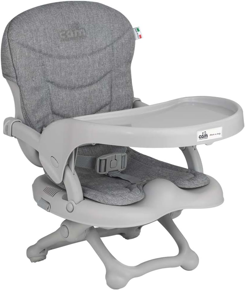 CAM Il mondo del bambinoS333-C244 - Smart Pop Booster Feeding Chair (6-36 Months) - Ash Grey - Universal attachment to the chair with a set of adjustable straps