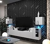 Photo Gallery furnitech future c85-22w-lb-m2-1a - parete per soggiorno, con mensole e mobile tv, senza led Photo Gallery furnitech future c85-22w-lb-m2-1a - parete per soggiorno, con mensole e mobile tv, senza led