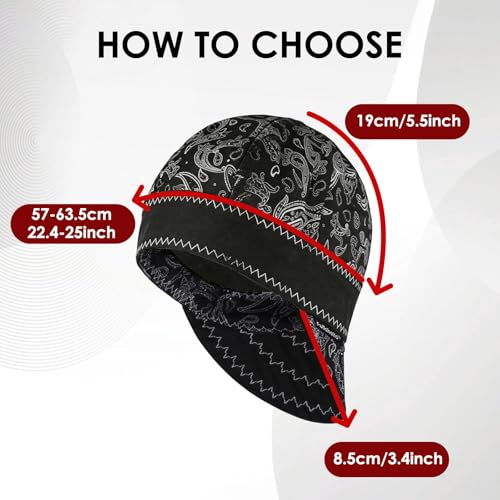 Image of Fullsheild Mens Women's Cotton Welding Cap Reversible OneSize Flame Resistant Cotton Welder Hat Hood FR High Crown 3 pcs Multicolor