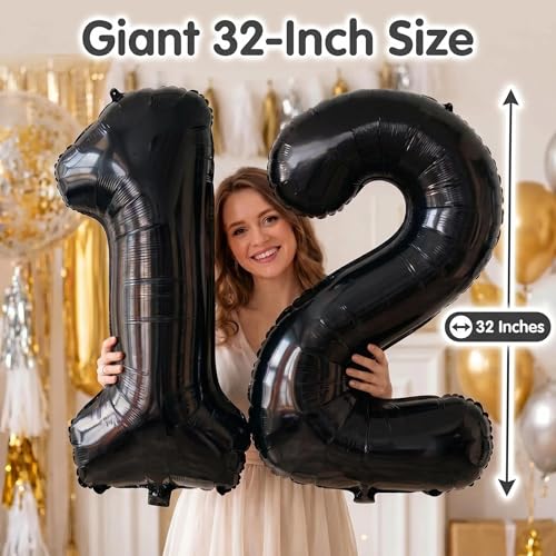 Image of YPSelected 32 Inch Large Foil Helium Number Balloon Birthday Wedding Party 0-9 (Black, 2)