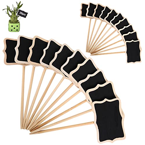 20 Pcs Mini Pizarra de Madera, Marcador de Plantas, Etiquetas de Plantas, Mini Pizarra Plantas, para Plantas Flores de Interior Jardín de Verduras Decoración de Balcón Jardín de Hierbas Cover