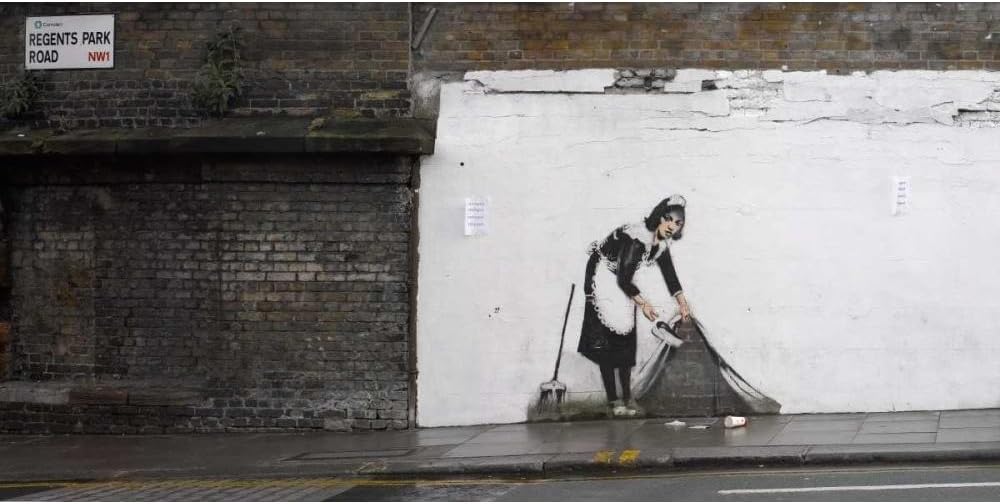 ArtDirect Regents Park Rd Camden London-graffiti attributed to Banksy Unframed Art Print Giclee Poster by Anonymous - Customization Sizes 10x5, 14x7, 20x10, 36x18, 48x24, and 60x30 Inches