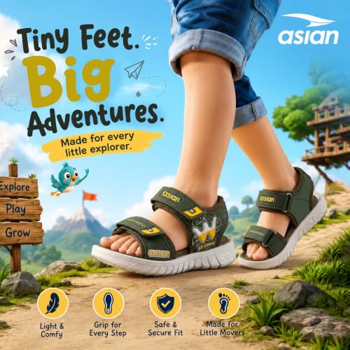 Image of ASIAN Virat Junior-11 Sports Sandals | Soft Cushion Comfort, Adjustable Velcro Fit, Lightweight & Durable | Outdoor Play Sandals for Boys & Girls