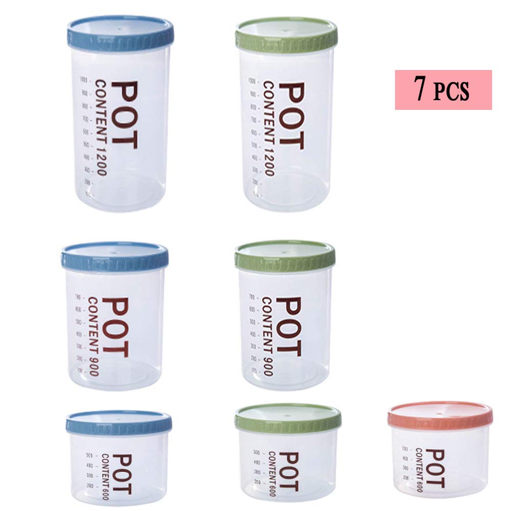 7 Piece Plastic Food Storage Canister , Airtight Storage Boxes, Plastic Storage Box, Keeps Food Fresh and Dry (3 Sizes, 3 Colors)