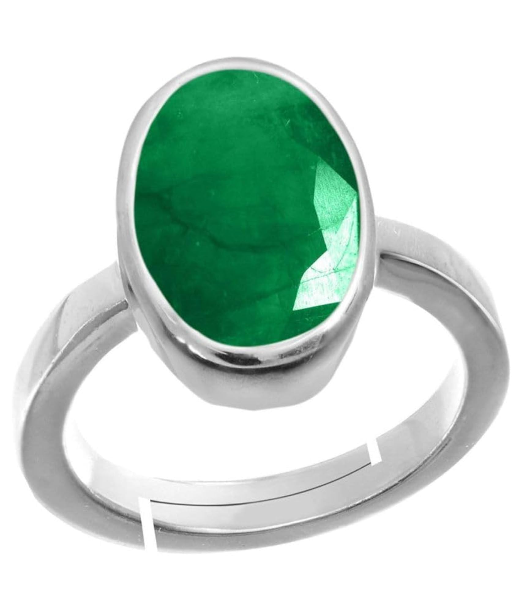 7.25 Ratti Emerald Silver Ring, Adjustable Certified Gemstone