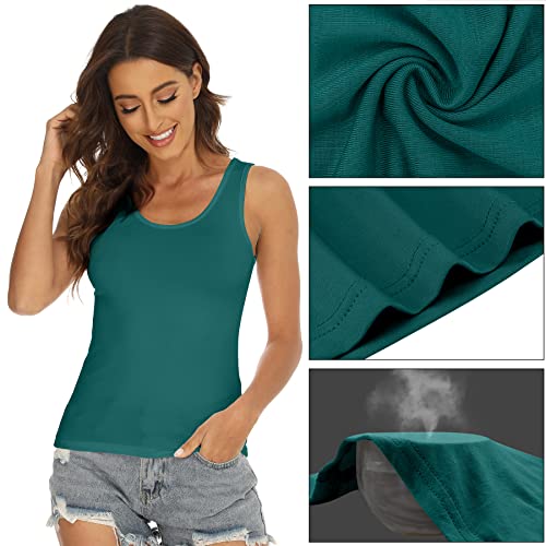 BQTQ 5 Piezas Camisetas Tirantes Mujer Camiseta sin Mangas Tank Top Camisola Básica Camisola de Tirante para Mujer, Negro, Blanco, Gris, VioletaRojo, CianOscuro, S