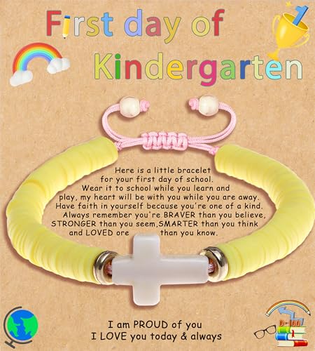 Image of First Day of Preschool Bracelet Back to School Gifts for Kindergarten / Preschool / School Gift Mama and Mini Adjustable Mother Daughter Bracelets as Supplies for Girls to Relieve Study Anxiety