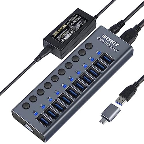 Hub USB 3.0 Activo con 10 Puertos y Fuente de 60W