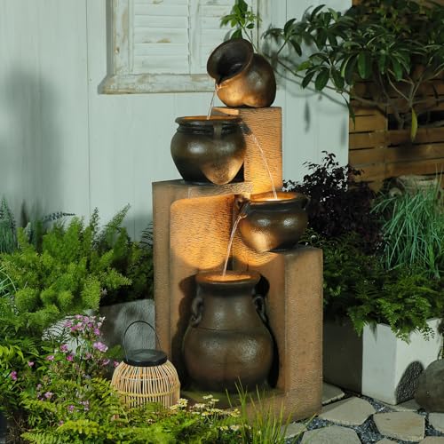 Bumilgar 53" H Patio Water Fountain-The 4 Cascading Modern Feature
