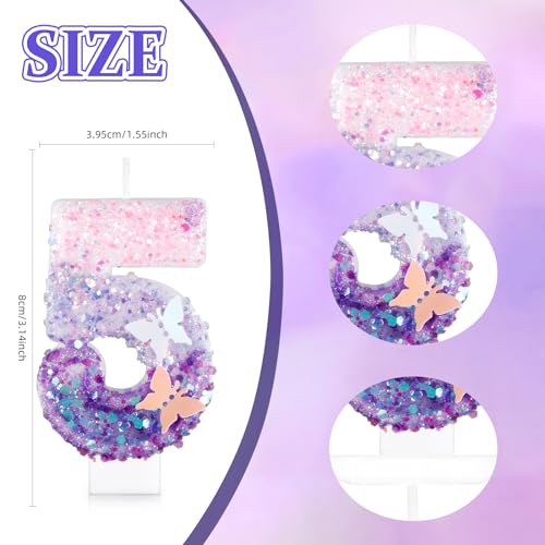 mciskin Butterfly Number 16 Candles for Cake Purple Pink Butterfly 16th Birthday Cake Topper for Her,Girls 16th Birthday Decorations - Image 2