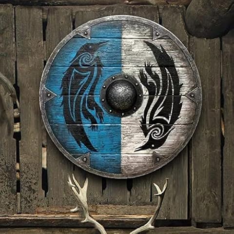 pulunto Wooden Medieval Viking Shield Handcrafted Battle Ready Shield Handmade Hand Painted Handicrafts, 15.7 inches Cover