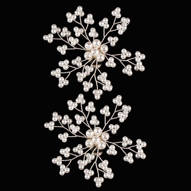 TAMTAK 1 par de Pinzas para Zapatos con Perlas de Diamantes de imitación, Zapatos de Boda, Hebillas Decorativas de tacón Alto, Clips Decorativos Brillantes para Novia para Mujer, Hebilla con abalorio