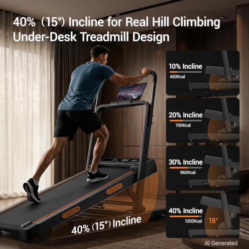 Image of 40% (15) Incline Walking Pad Treadmills for Home, Elevated Dual Handle Bar | Stair Simulation Mode, LED Display, 3.0HP Quiet Brushless Treadmill , 7-Layer Shock Absorption, 350LBS Capacity