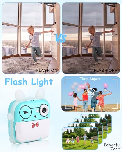 Sofortbildkameras Kinder, DigitalKamera, 2,4-Zoll-Bildschirm Kamera Kinder, HD Fotoapparat Kinder mit 32G SD Karte & Farbigen Stiften,Geschenk Weihnachten Spielzeug für Kinder 3-12 Jahren (Blau) – Bild 6