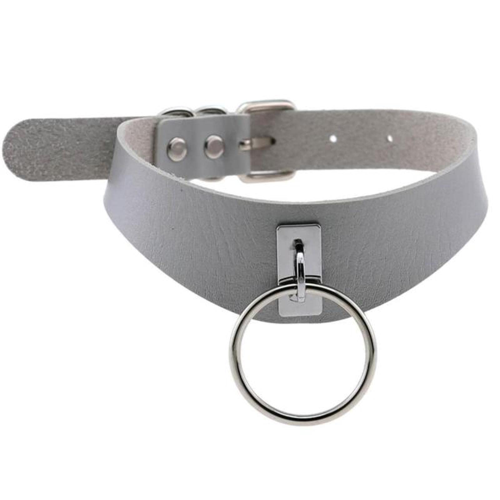 Wszjln Girls Grey Gothic Choker Goth Vegan Leather Choker Punk Choker Harajuku Mood Choker Choker Dark Fashion Halloween Accessories