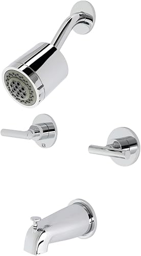 Miniatura 6 de Kingston Brass KBX8147CML Manhattan - Grifo de ducha y bañera de dos manijas, latón cepillado