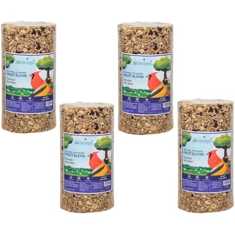 JCs Wildlife No Mess, No Waste Fruit Blend Premium Bird Seed Small Cylinder, 2 lb (4 Cylinder) Cover