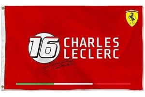 Charles Leclerc Checkered Racing Flag Autographed Banner