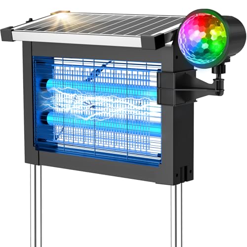 Solar Bug Zapper Outdoor with Projector Light,...