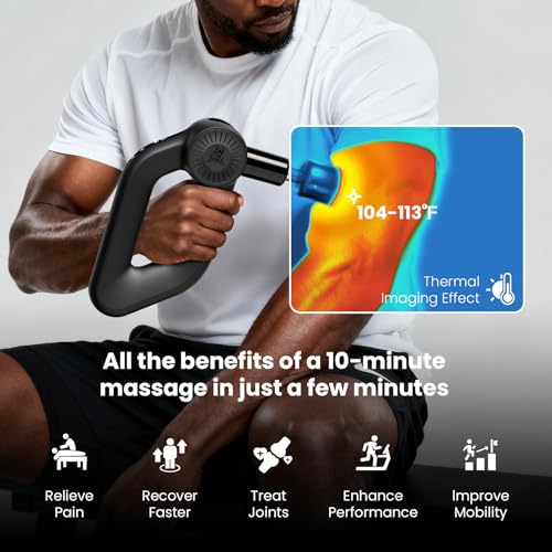 Image of BOB AND BRAD D6 Pro Max+ Massage Gun with Heat and Cold, Powerful Deep Tissue Percussion Massager with 16mm Amplitude, Professional Muscle Massager Gun for Athletes, Quiet Electric Handheld Massager